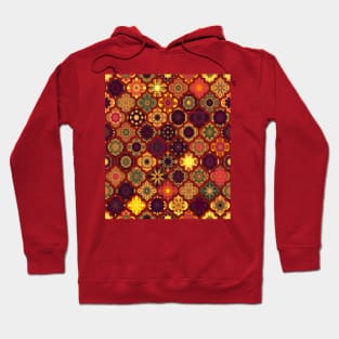 Moroccan Tile Pattern, Golden red Hoodie